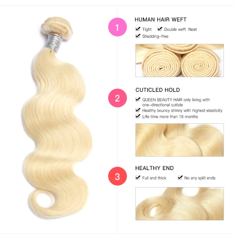 613 Honey Blonde Bundles Remy Human Hair