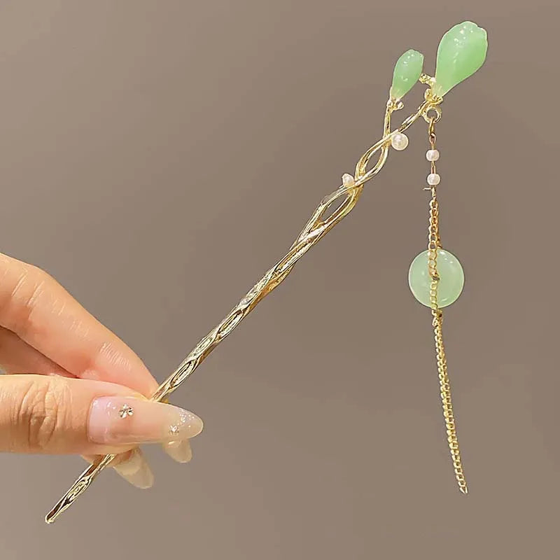 Bamboo Tassel Hair Stick