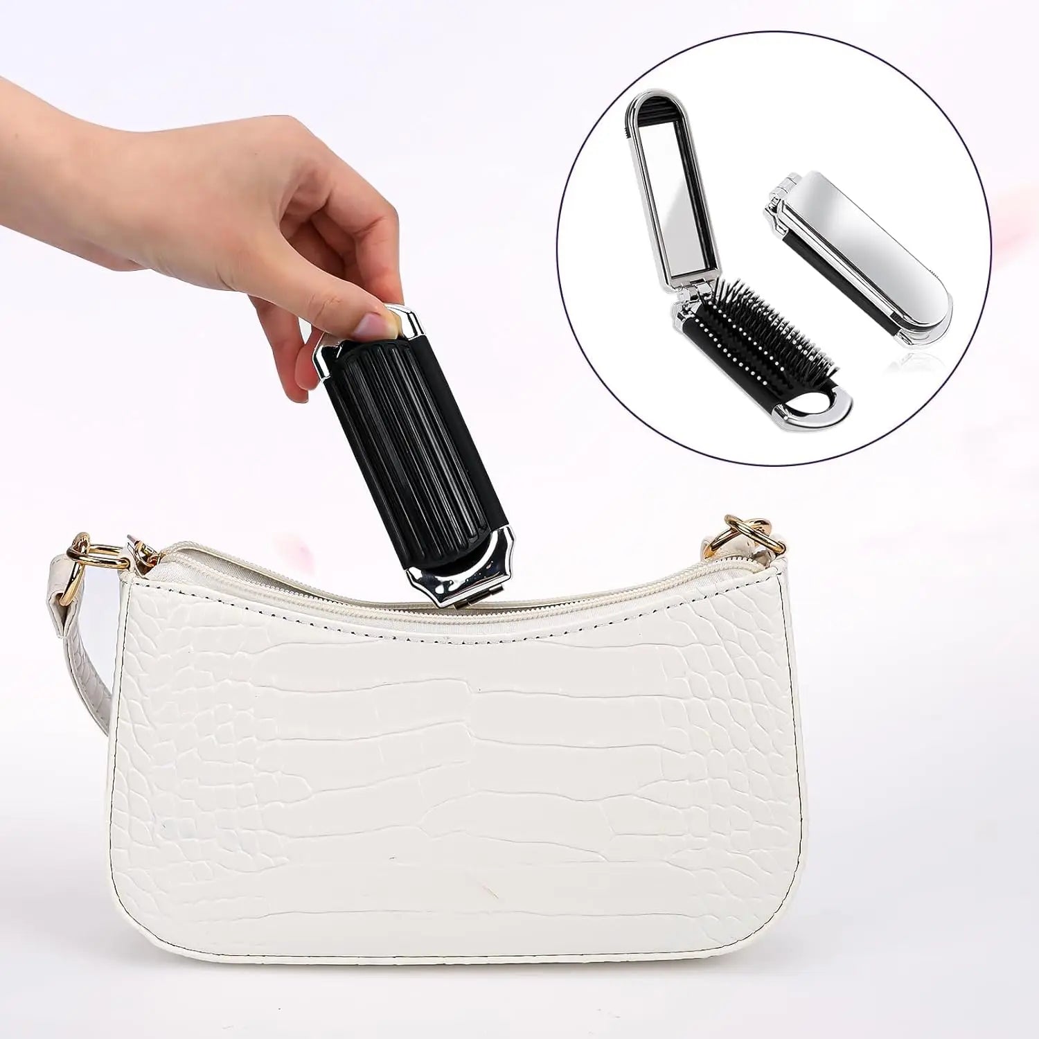 Compact Pocket Hair Comb With Mirror